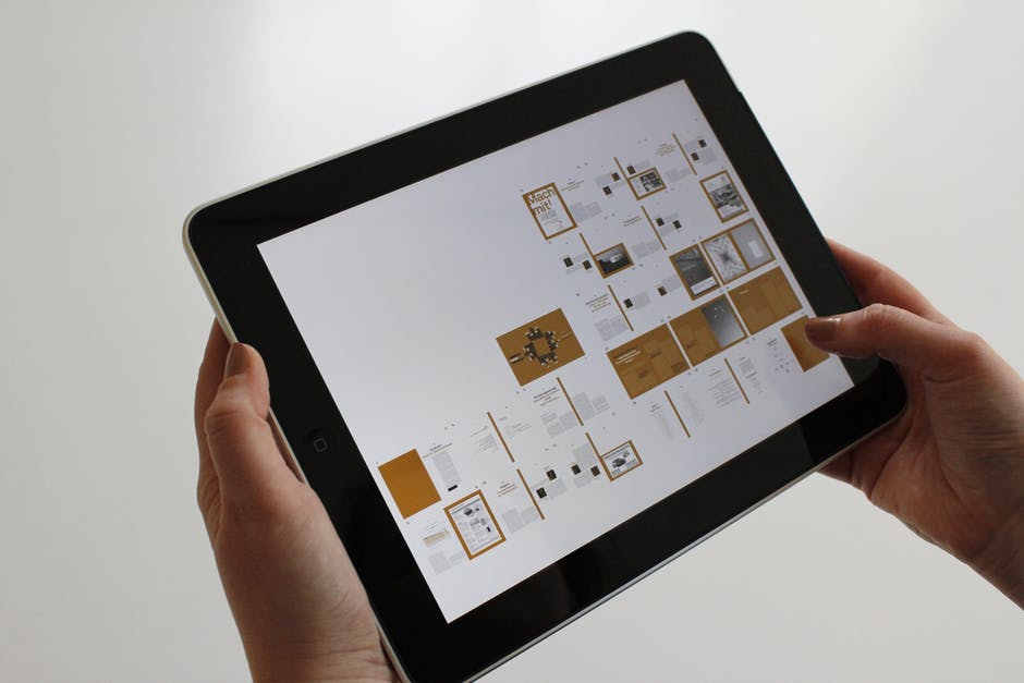 A design document displayed on a tablet.
